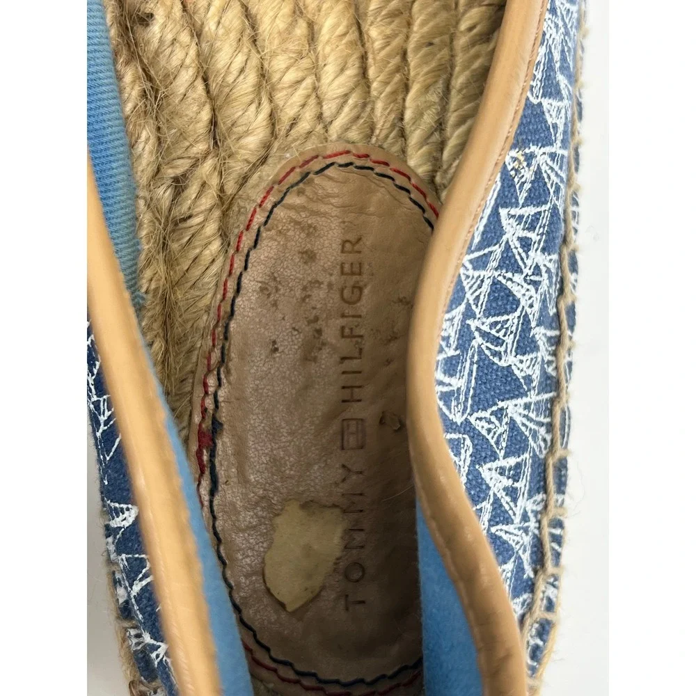 Tommy Hilfiger Sailboat Print Espadrille Flats Blue White Nautical Slip On